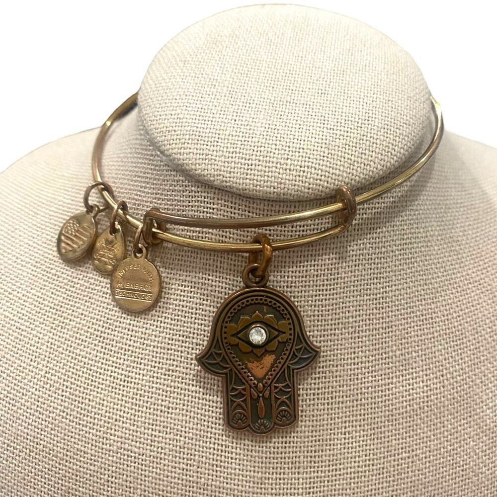 Alex and Ani Hand of Fatima Expandable Charm Bracelet in Rose Gold